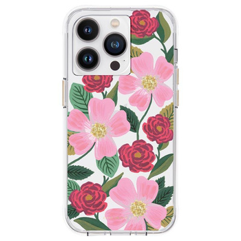 Rifle Paper Clear - iPhone 14 Pro case decorated with gold (Rose Garden)