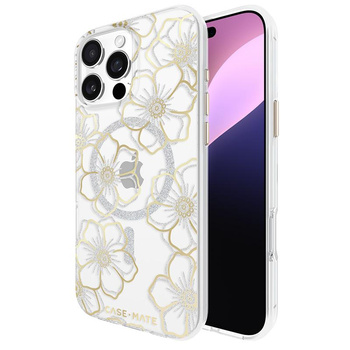 Case-Mate Floral Gems MagSafe - Étui pour iPhone 16 Pro Max (Or)